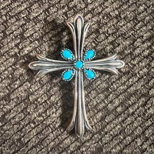 Silver turquoise pendant for necklace